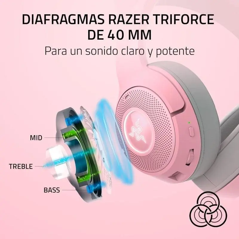 Kraken Kitty BT V2 Quartz Edition Auriculares RGB Gaming Inalámbricos Rosas