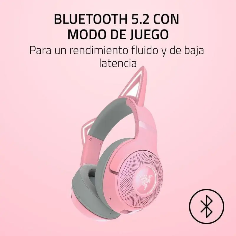 Kraken Kitty BT V2 Quartz Edition Auriculares RGB Gaming Inalámbricos Rosas