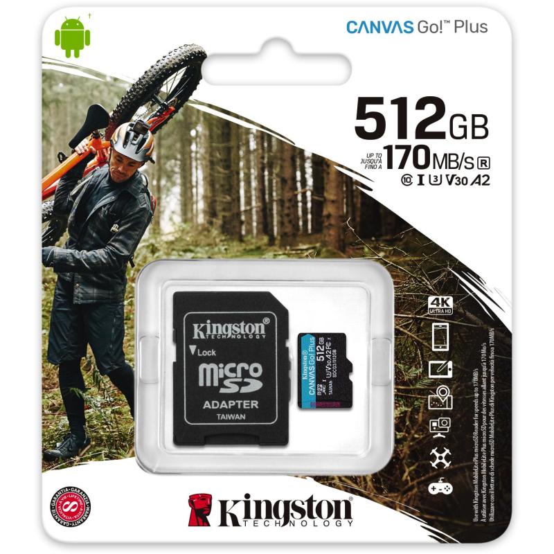 Kingston Canvas Go Plus 512GB microSD UHS-I Clase 10 + Adaptador SD