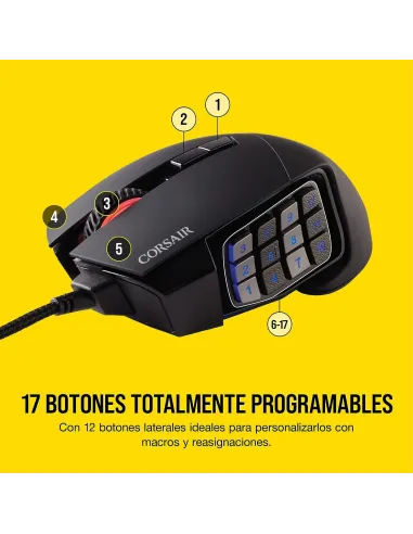 Corsair Scimitar RGB Elite Ratón Gaming Óptico 18000DPI