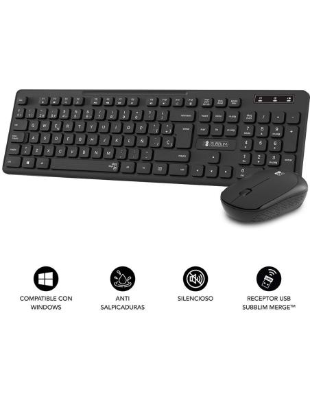 Subblim Pack Business Slim Teclado y Ratón Inalámbricos Negro