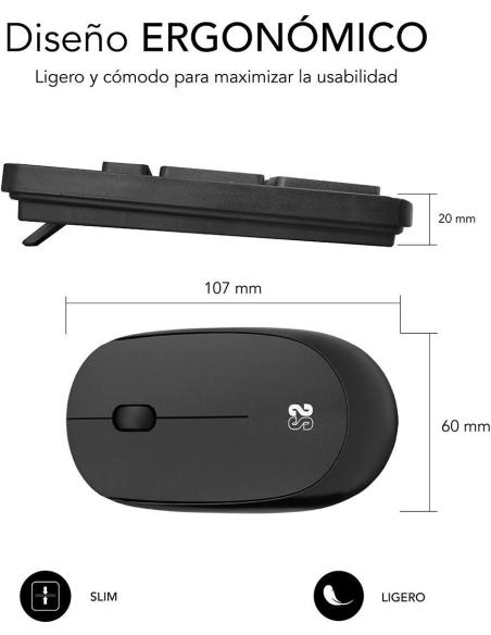 Subblim Business Slim KIT de Teclado y Ratón Inalámbricos 2.4GHz Negro