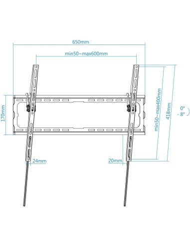 TooQ LP1081T-B Soporte de Pared Inclinable para Monitor/TV 37 - 80" Máx. 45Kg Negro