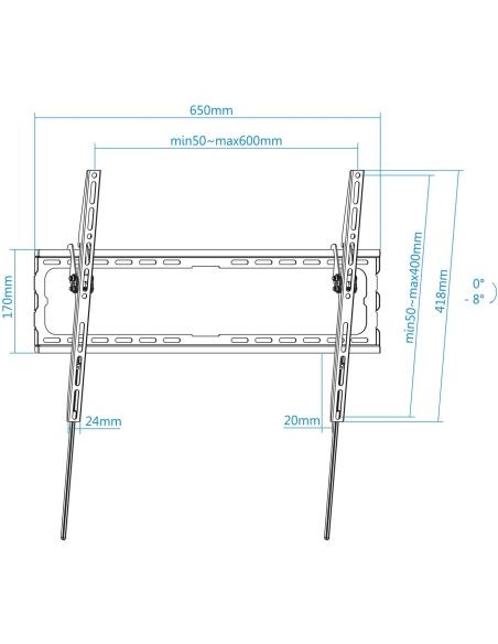 TooQ LP1081T-B Soporte de Pared Inclinable para Monitor/TV 37 - 80" Máx. 45Kg Negro