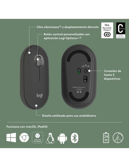 Logitech Pebble Mouse 2 M350s Ratón 4000 DPI