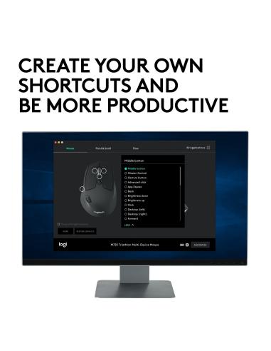 Logitech M720 Triathlon Ratón Inalámbrico Negro 1000DPI