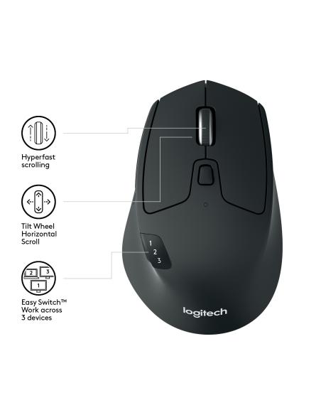 Logitech M720 Triathlon Ratón Inalámbrico Negro 1000DPI