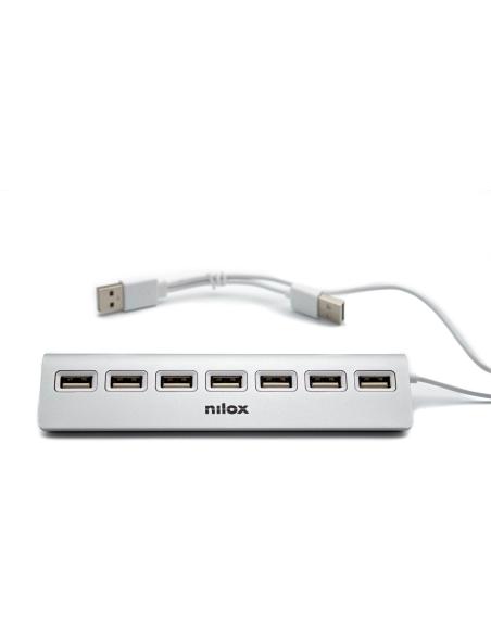 Nilox NXHU7ALU2 HUB USB-A a USB-A 7 Puertos Blanco