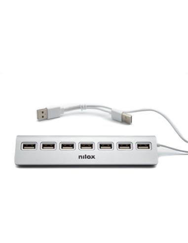 Nilox NXHU7ALU2 HUB USB-A a USB-A 7 Puertos Blanco