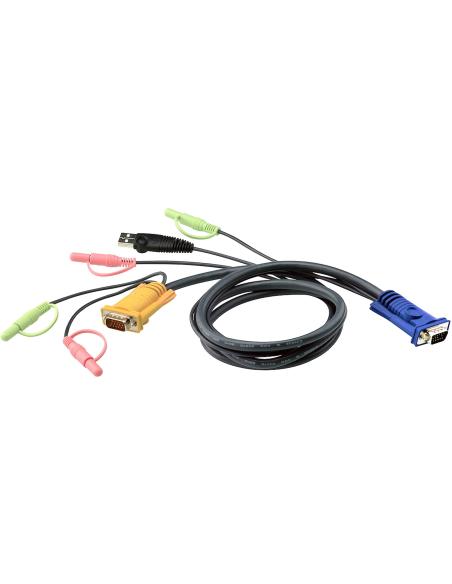 Aten 2L-5302U Cable VGA con USB-A/4x Jack 3.5mm Negro