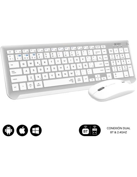 Subblim SUBKBC-DCEP10 KIT de Teclado y Ratón Bluetooth/2.4GHz Prestige Blanco/Plata