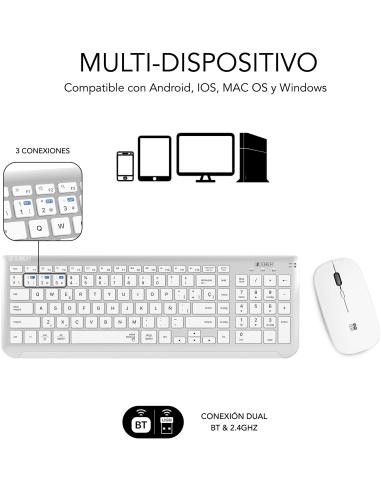 Subblim SUBKBC-DCEP10 KIT de Teclado y Ratón Bluetooth/2.4GHz Prestige Blanco/Plata