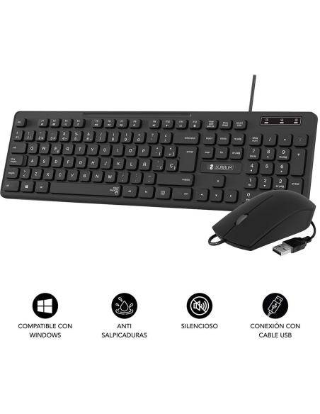 Subblim Business Slim KIT de Teclado y Ratón 1200DPI Negro