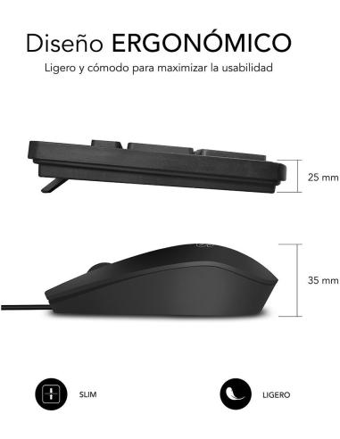 Subblim Business Slim KIT de Teclado y Ratón 1200DPI Negro