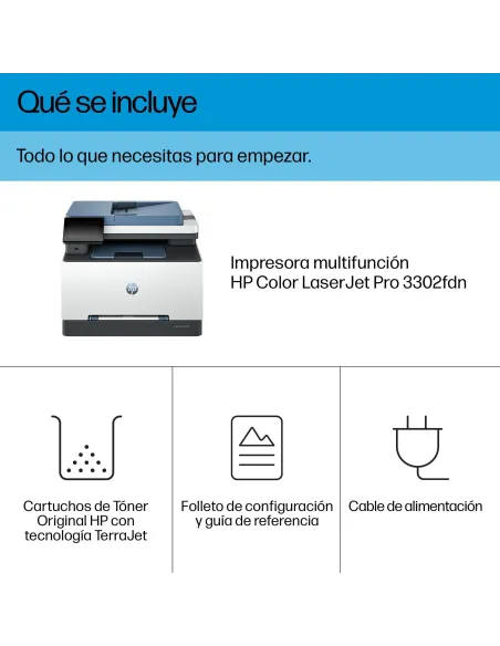 HP Color LaserJet Pro MFP 3302fdn Impresora Láser Multifunción Láser Color WiFi Dúplex Fax