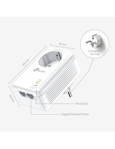 TP-Link TL-PA7027P KIT PLC Powerline Red Eléctrica AV1000 Gigabit con 2 Puertos Gigabit