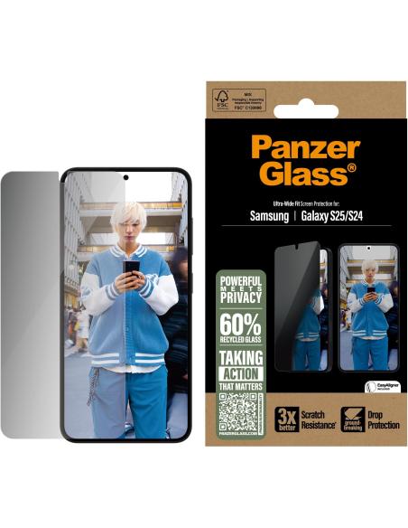 PanzerGlass Ultra Wide Fit Protector de Pantalla con Privacidad para Samsung Galaxy S24/S25