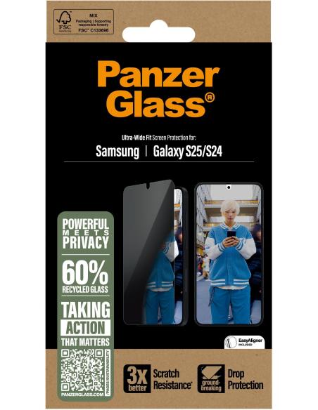 PanzerGlass Ultra Wide Fit Protector de Pantalla con Privacidad para Samsung Galaxy S24/S25