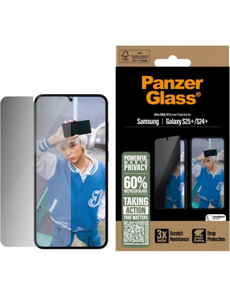 PanzerGlass Ultra Wide Fit Protector de Pantalla con Privacidad para Samsung Galaxy S25+