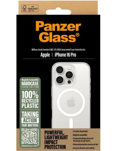 PanzerGlass PG HardCase White MagS Funda para iPhone 16 Pro Transparente Negro