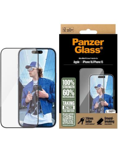 PanzerGlass PG Ultra Wide Fit Protector de Pantalla para iPhone 15/16