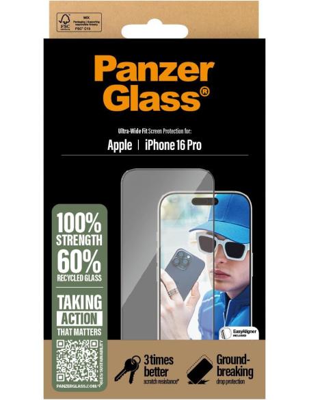 PanzerGlass PG Ultra Wide Fit Protector de Pantalla para iPhone 16 Pro