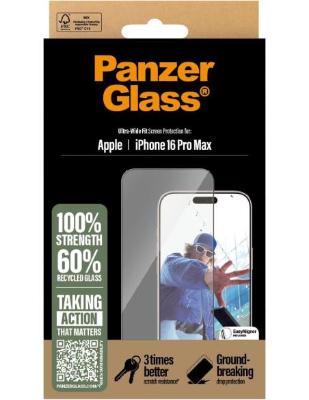 PanzerGlass PG Ultra Wide Fit Protector de Pantalla para iPhone 16 Pro Max