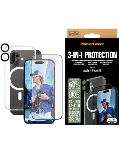 PanzerGlass PG 3-in-1 Protector de Pantalla y Cámara con Funda para iPhone 16