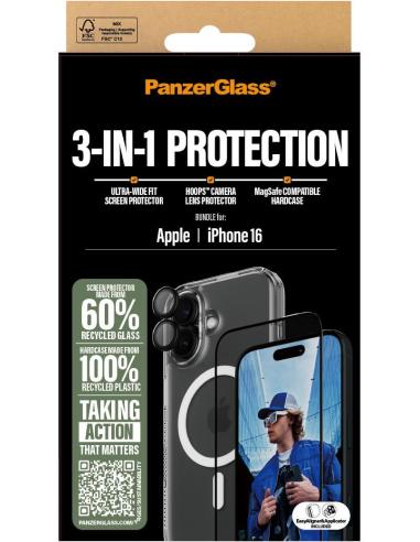 PanzerGlass PG 3-in-1 Protector de Pantalla y Cámara con Funda para iPhone 16