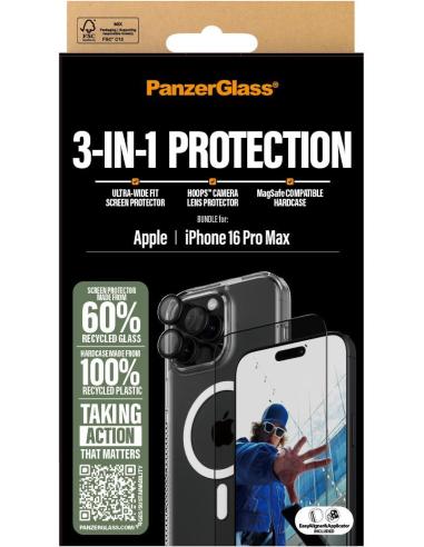 PanzerGlass PG 3-in-1 Protector de Pantalla y Cámara con Funda para iPhone 16 Pro Max