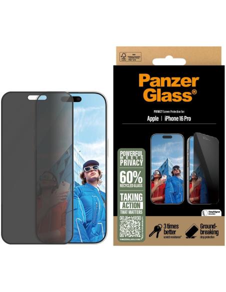 PanzerGlass PG Priv Protector de Pantalla con Privacidad para iPhone 16 Pro