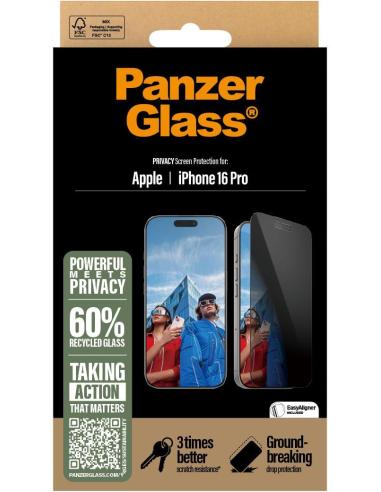 PanzerGlass PG Priv Protector de Pantalla con Privacidad para iPhone 16 Pro