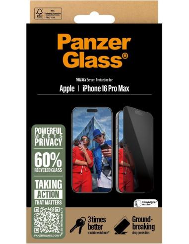 PanzerGlass PG Priv Protector de Pantalla con Privacidad para iPhone 16 Pro Max