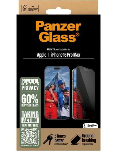 PanzerGlass PG Priv Protector de Pantalla con Privacidad para iPhone 16 Pro Max