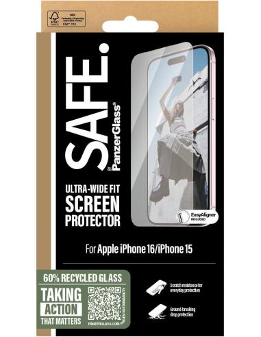 PanzerGlass SAFE Ultra Wide Fit Protector de Pantalla para iPhone 15/16
