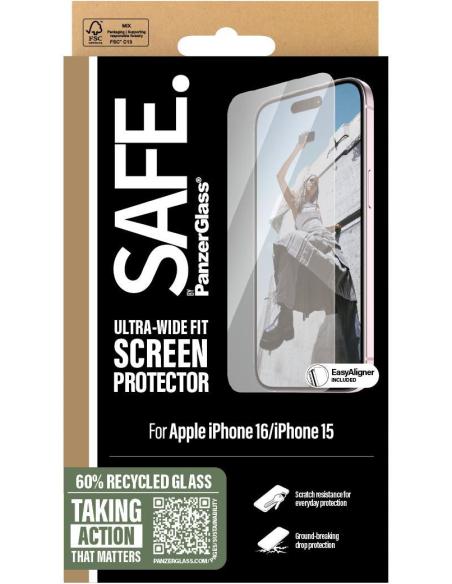 PanzerGlass SAFE Ultra Wide Fit Protector de Pantalla para iPhone 15/16
