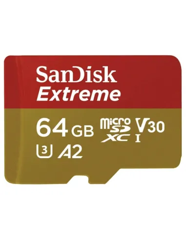 SanDisk Extreme MicroSDXC 64GB Clase 10 U3 V30 A2 UHS-I + Adaptador SD