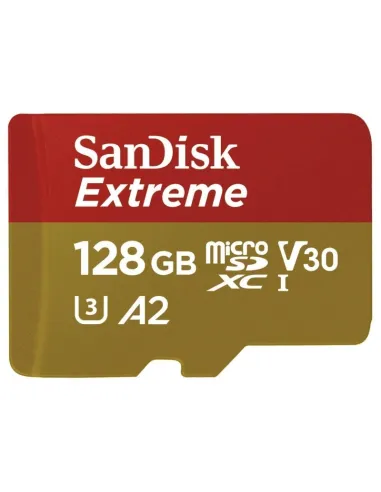 SanDisk Extreme MicroSDXC 128GB Clase 10 U3 V30 A2 UHS-I + Adaptador SD
