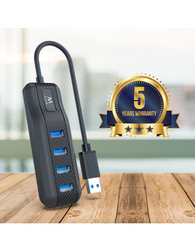 Ewent EW1138 HUB USB-A 3.0 a USB-A 3.0 4 Puertos 15 cm Negro