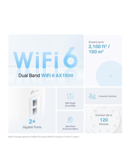 TP-Link Deco X10 Sistema Deco Wi-Fi 6 Mesh AI AX1500 Doble Banda Blanco Pack 3 Unidades