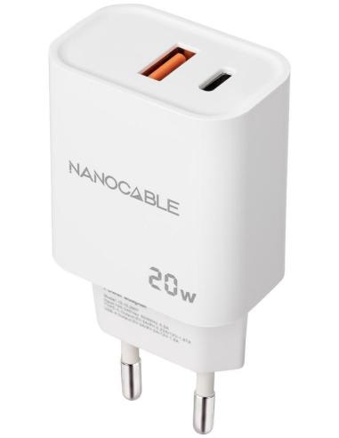 Nanocable 10.10.2007 Cargador USB-C/USB-A 20W Carga Rápida Blanco