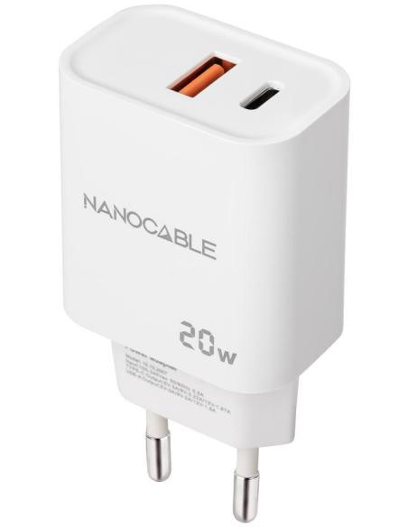 Nanocable 10.10.2007 Cargador USB-C/USB-A 20W Carga Rápida Blanco