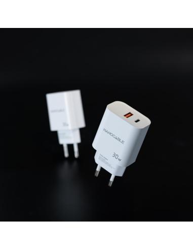 Nanocable 10.10.2011 Cargador USB-C/USB-A 30W Carga Rápida Blanco