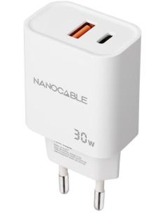 Nanocable 10.10.2011 Cargador USB-C/USB-A 30W Carga Rápida Blanco-ADAP61096