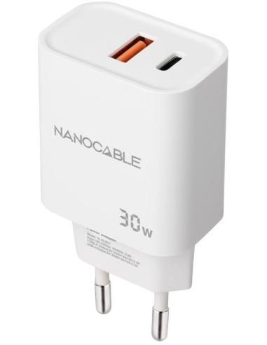 Nanocable 10.10.2011 Cargador USB-C/USB-A 30W Carga Rápida Blanco