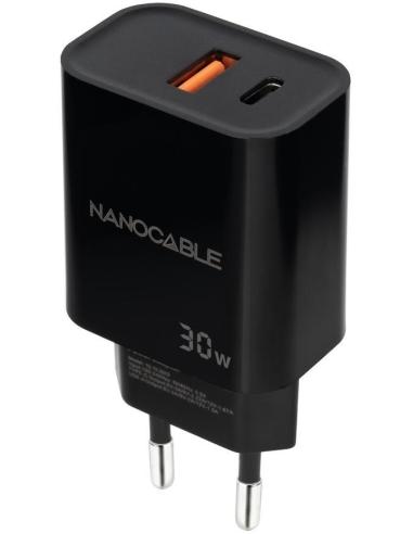 Nanocable 10.10.2012 Cargador USB-C/USB-A 30W Carga Rápida Negro
