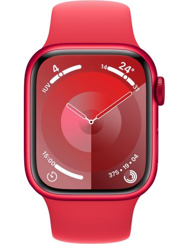 Apple Watch Series 9 GPS + Cellular 41mm Caja Acero Inoxidable Plata con Correa Deportiva Rojo