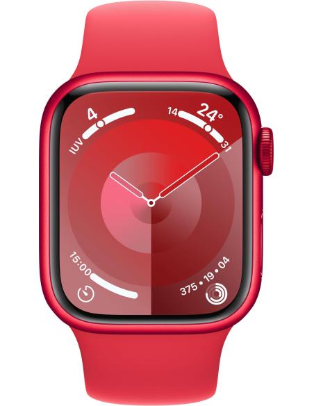Apple Watch Series 9 GPS + Cellular 41mm Caja Acero Inoxidable Plata con Correa Deportiva Rojo