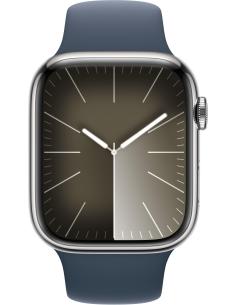 Apple Watch Series 9 GPS + Cellular 45mm Plata Caja de Acero Inoxidable con Correa Deportiva Azul Tempestad