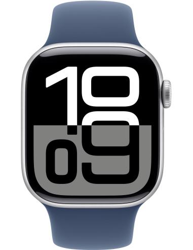 Apple Watch Series 10 GPS 42mm Caja Aluminio Plata con Correa Deportiva Azul Denim M/L
